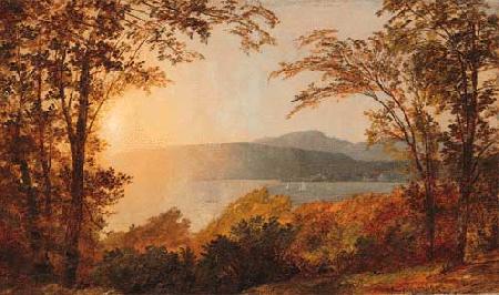 Jasper Cropsey Sunset, Hudson River France oil painting art